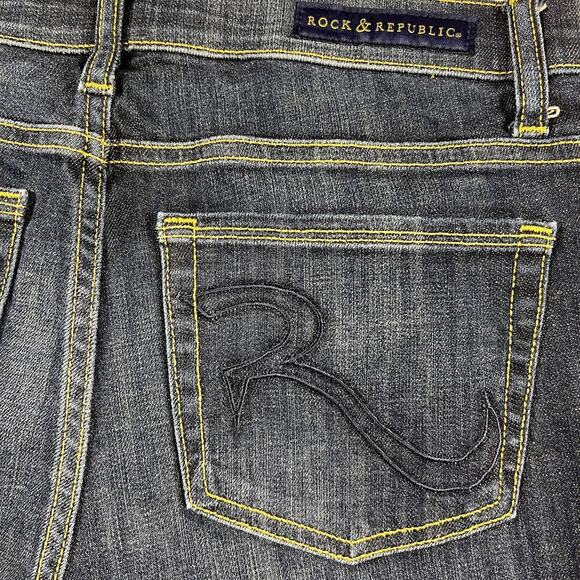 Rock & Republic Mid Rise Cut Off Denim Jeans Shorts Dark Wash 3” Inseam Size 8 - Picture 7 of 7
